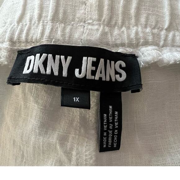 NWT DKNY Linen Blend Cargo Shorts, White, size 1X, Plus Size, Pull-On Drawstring - Picture 5 of 15